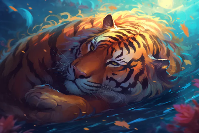dream about a tiger dreamlike style