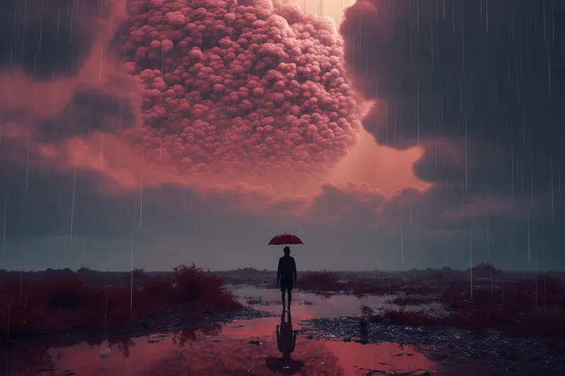 dream about rain surrealism style