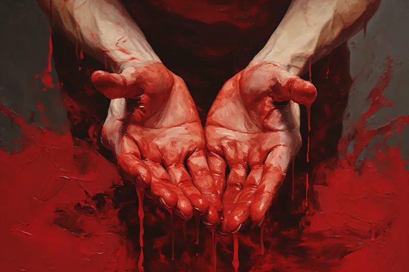 hands dipped in red paint showcasing the emotional we