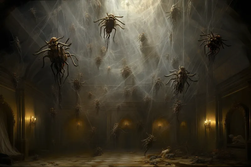 What does it mean to dream of spiders hanging from the ceiling?